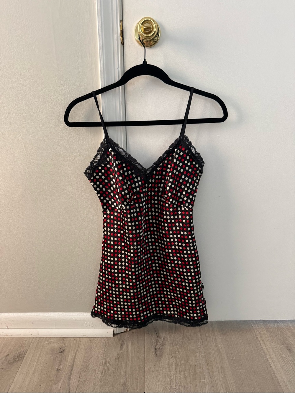 Vintage Black and Red Polka Dot Long Tank Top